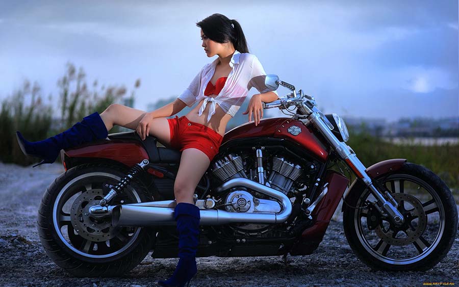 Beautiful girls and motorcycles in Kum