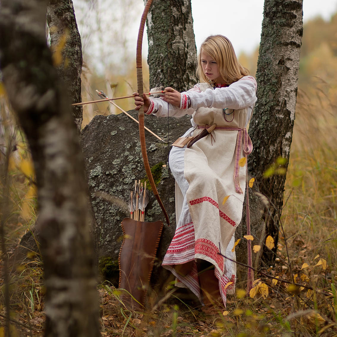 Sexy photo Girls in Slavic costumes in Kum